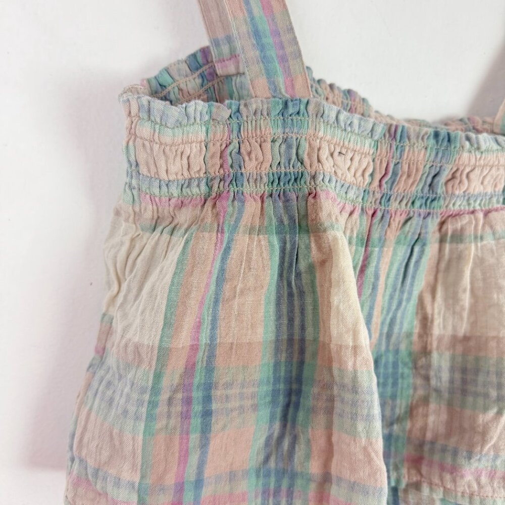 NWT American Eagle Pastel Plaid Stripe Swing Smock Crop Cami Tank Size XS NEW - Picture 9 of 11